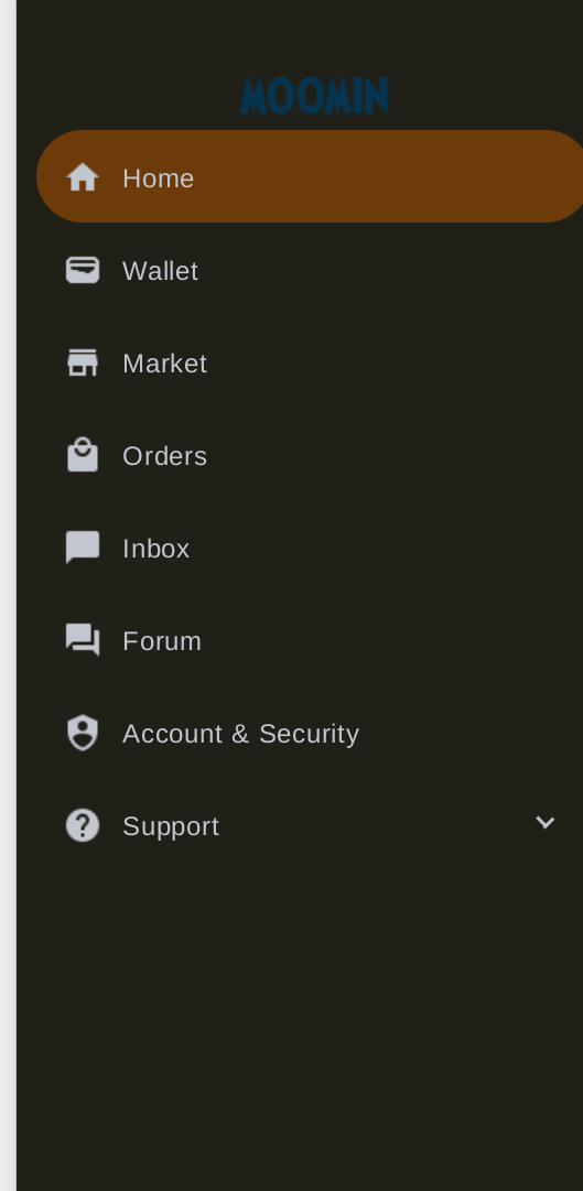 Moomin Market navigation menu showing categories and options